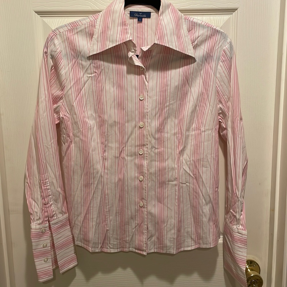 Faconnable pink striped button down shirt